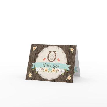 Monogrammed Teal Aqua Horseshoe Western Thank You