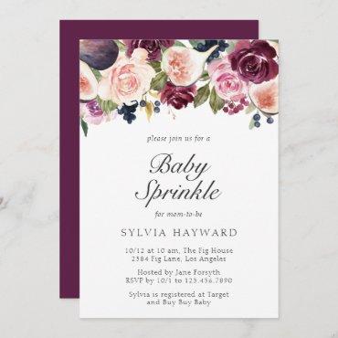Moody Plum Floral and Fig Girl Baby Sprinkle