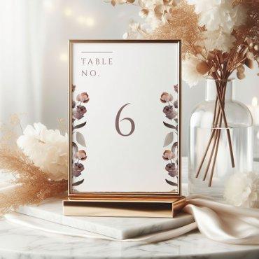 Moody Purple Rose Wedding Table Number Sign
