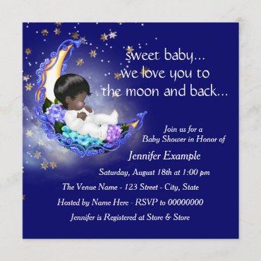 Moon and Back Ethnic Baby Shower Invitation