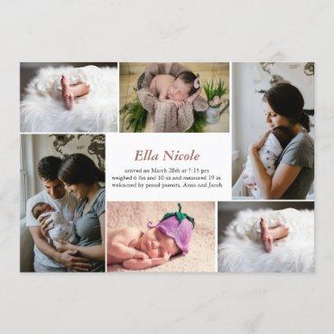 Multi Photo Collage Birth Announcement Girl Boy