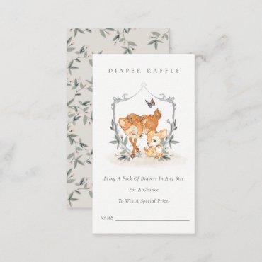 Mum Deer Fawn Floral Diaper Raffle Baby Shower Enclosure Card