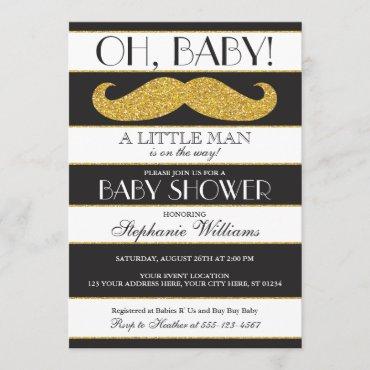 Mustache Baby Shower Invitation - Little Man