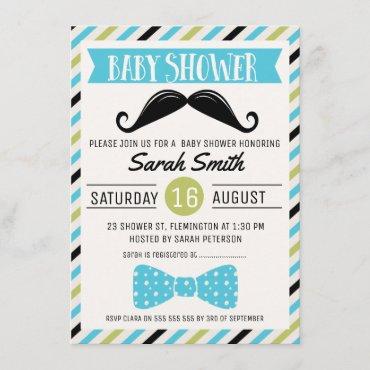 Mustache Bow Little Man Baby Shower Invitation