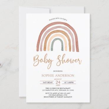 Muted Tones Boho Rainbow Baby Shower Invitation