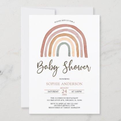 Muted Tones Boho Rainbow Baby Shower Invitation