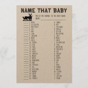 Name That Baby Shower Game, Baby Animals Matching