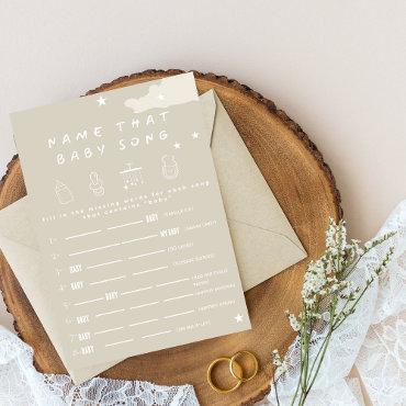 Name that baby song Rustic minimal baby shower gam