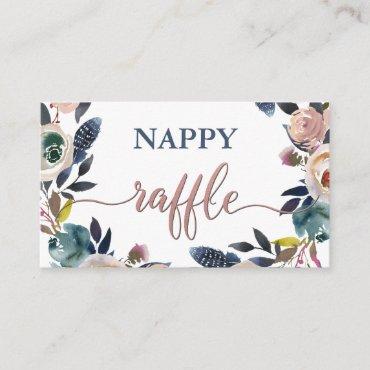 Nappy Raffle Dusty Pink Navy Blue Baby Shower Enclosure Card