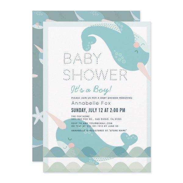 Narwhal Waves Sea Blue Boy