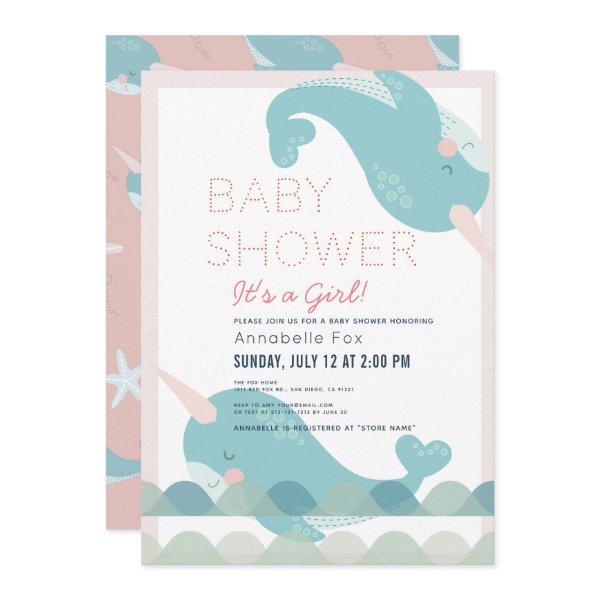 Narwhal Waves Sea Pink Girl