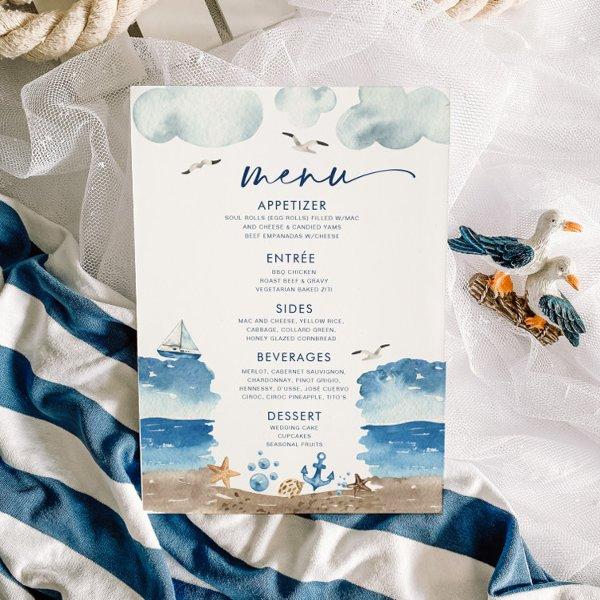 Nautica Theme Baby Shower Menu