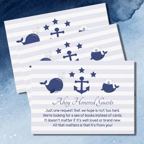 Nautical Ahoy Anchor Baby Shower Book Request Enclosure Card
