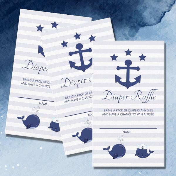 Nautical Anchor Boy Baby Shower Diaper Raffle Enclosure Card