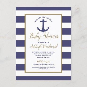 Nautical Anchor Navy Blue Striped Boy  Postcard