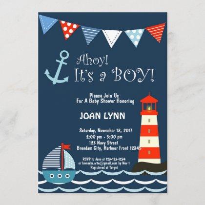 Nautical Baby Shower Invitation, Ahoy It's A Boy! Invitation