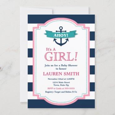 Nautical Baby Shower Invitation Girl
