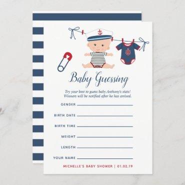 Nautical Boy Baby Shower Baby Predictions Game Invitation