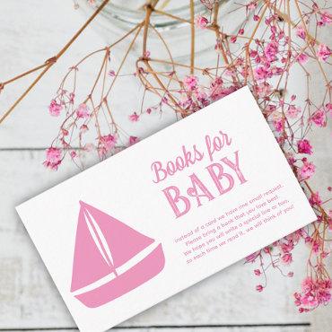 Nautical Girl Baby Shower Books for Baby Enclosure Card