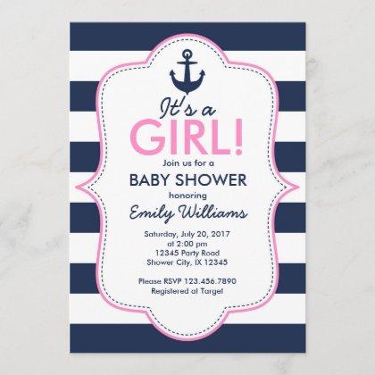 Nautical Girl Baby Shower invitation