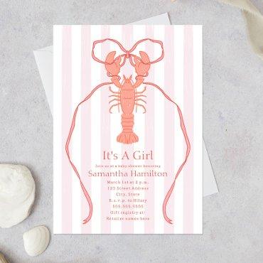 Nautical Lobster Pink Bow It's A Girl