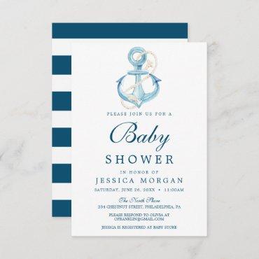 Nautical Navy Baby Shower Invitation Card