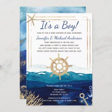 Nautical Watercolor Boy Baby Shower by Mail
