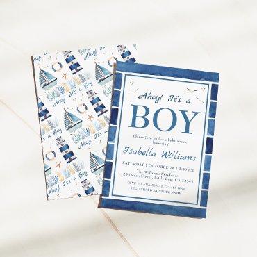 Nautical Watercolor Navy Blue Boy