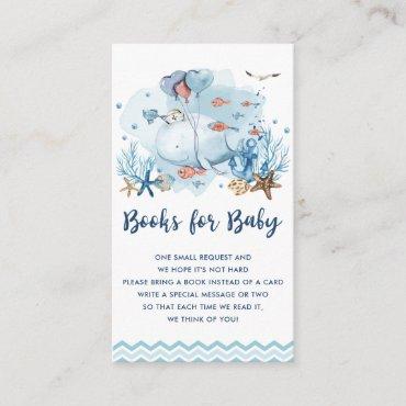 Nautical Whale Blue Baby Shower Bring a Book Enclosure Card