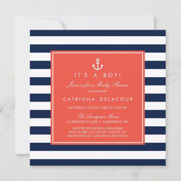 Navy and Coral Nautical