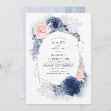 Navy Blue and Dusty Pink Floral