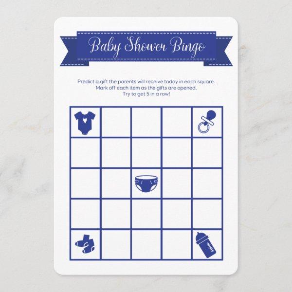 Navy Blue Baby Shower Bingo Game Double Sided