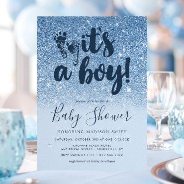 Navy Blue Glitter Ombre It's A Boy