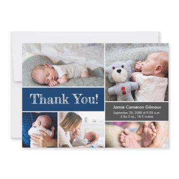 Navy Blue Modern Photos Baby Shower Thank you