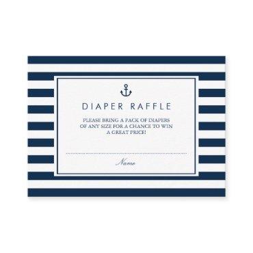 Navy Blue Nautical Baby Shower Diaper Raffle Enclosure Card