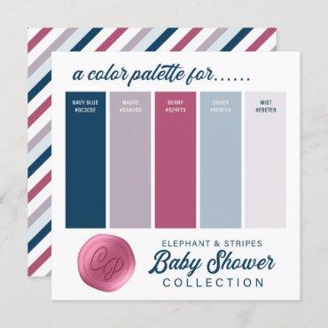 Navy Blue & Pink Baby Shower Color Palette Card