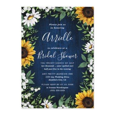 Navy Blue Sunflower Rustic Country Bridal Shower