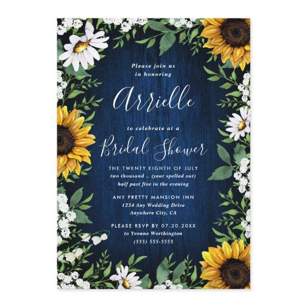 Navy Blue Sunflower Rustic Country Bridal Shower