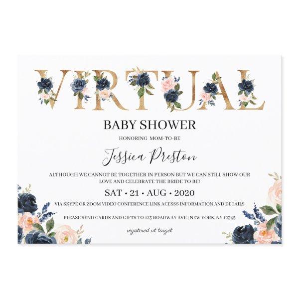 Navy Blush Floral Virtual