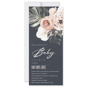 NAVY BLUSH RUST FLORAL MONSTERA