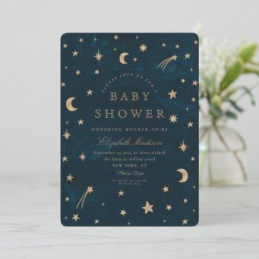 Navy Celestial Gold Stars Moon Baby Shower