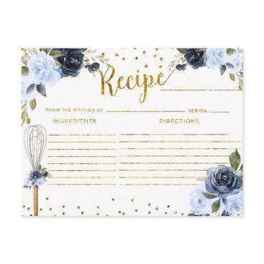 Navy Flowers Whisked away Bridal Shower Recipe Postcard