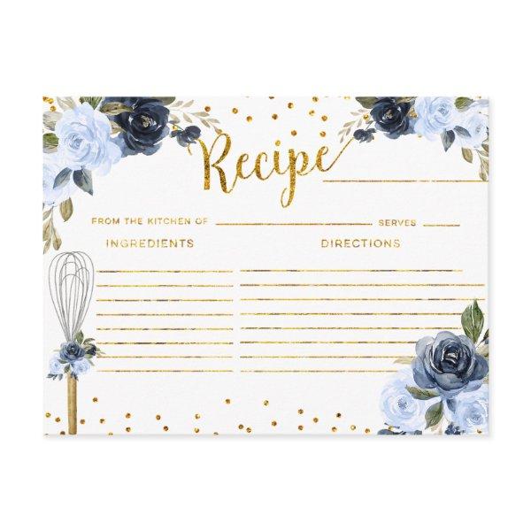 Navy Flowers Whisked away Bridal Shower Recipe Postcard