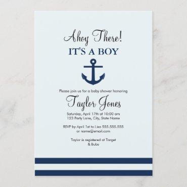 Navy Nautical Anchor Baby Shower Invitation