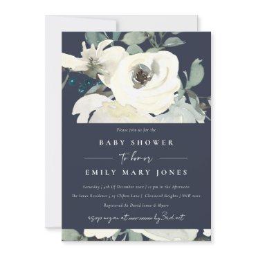 NAVY NEUTRAL IVORY WHITE FLORAL BUNCH
