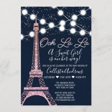 Navy Paris Eiffel Tower Glitter Lights
