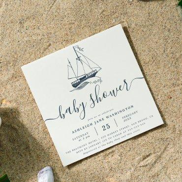 Navy Ship Nautical Baby Shower Square