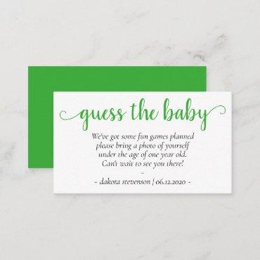 Neo Mint Green Script | Guess Baby Photo Request Enclosure Card