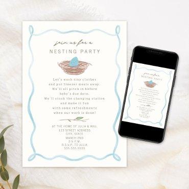 Nesting Party Poem Baby Blue Egg Doodle