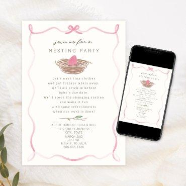 Nesting Party Poem Baby Pink Egg Doodle